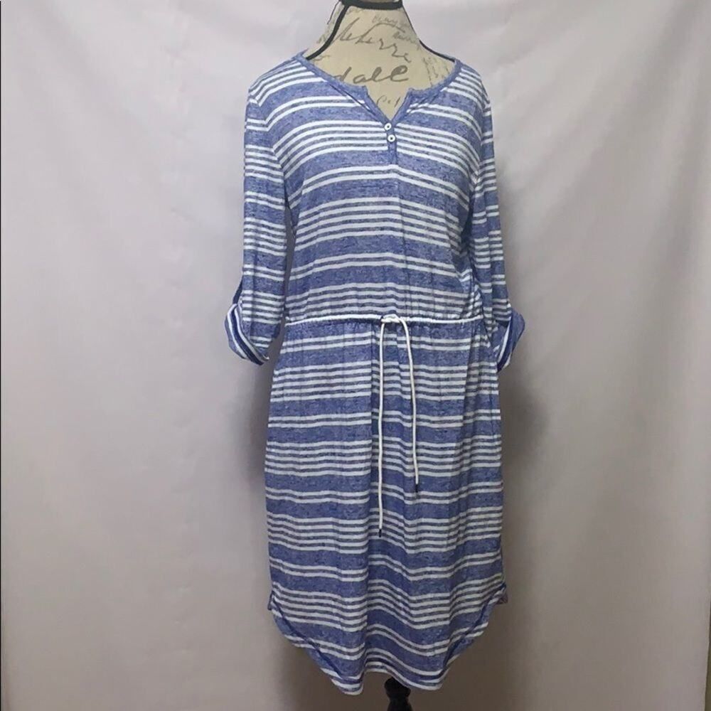 T BY TALBOTS SANTORINI STRIPED KNIT DRESS…